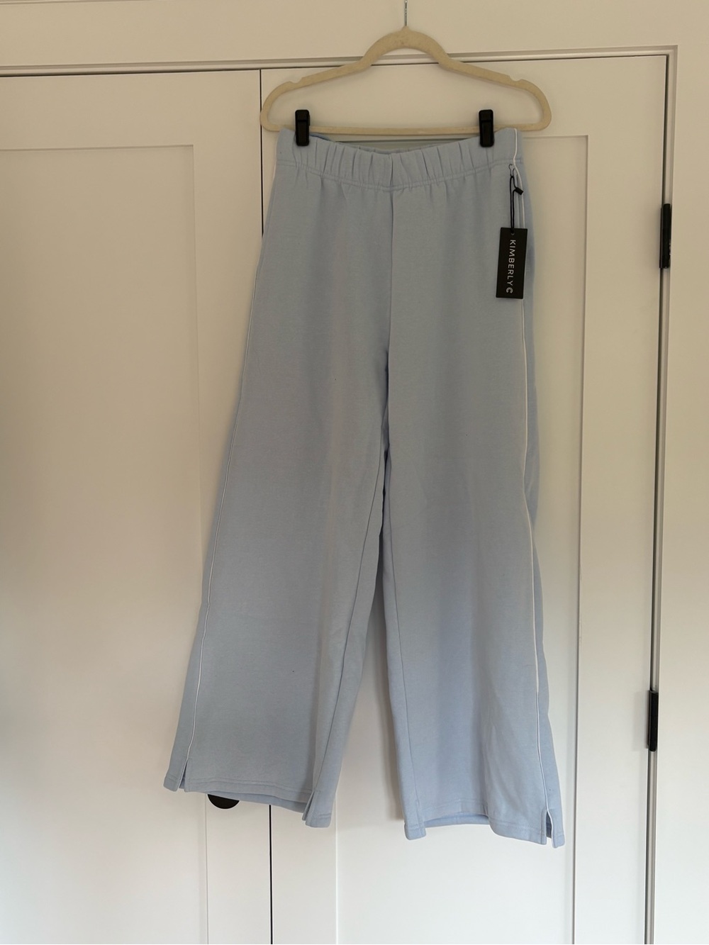 Kimberly C Light Blue Wide Leg Sweat Pants size MEDIUM